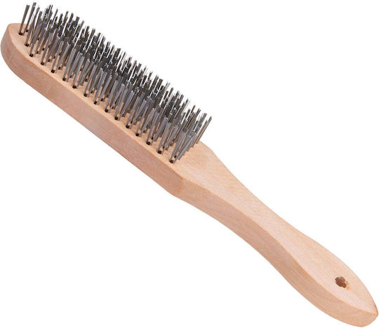 Wire Brush Rust Removal Wooden Handle 6 Rows Wire Bristles Geko G00736