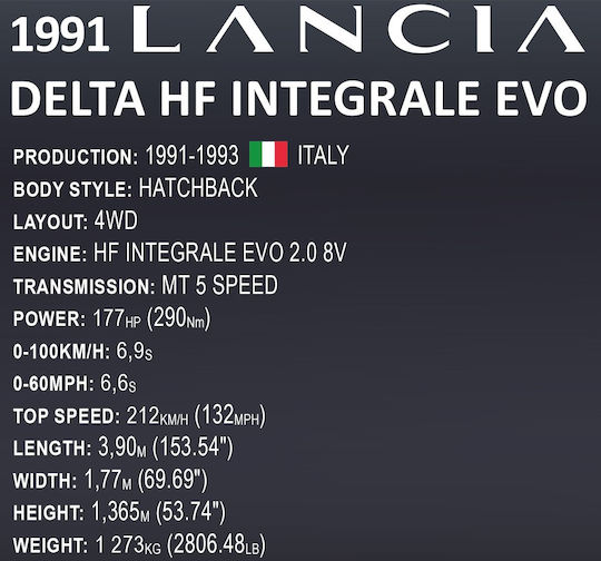 Cobi Building Blocks Lancia Delta HF Integrale EVO Executive Edition for 7 Plus Years 2294 Pieces