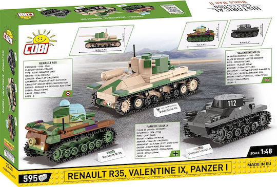 Cobi Building Blocks Renault R35 Valentine IX Panzer I for 7 Plus Years 595 Pieces