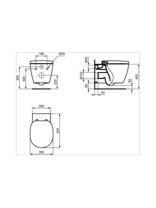 Ideal Standard Connect Aquablade Λεκάνη Κρεμαστή Λευκή Ideal Standard Connect Aquablade Λεκάνη Κρεμαστή Λευκή