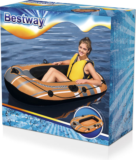 Bestway Inflatable Boat for 1 Person Orange 162x96cm Orange
