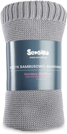 Sensillo Одеяло Детски пелени за пелени 100% памук Сив Grey 80x100см.