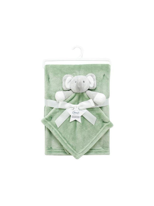 Dimcol Blanket Nursery Swaddling Blankets Bebe Fleece Green with Animal Elephant 07 75x100cm 2pcs