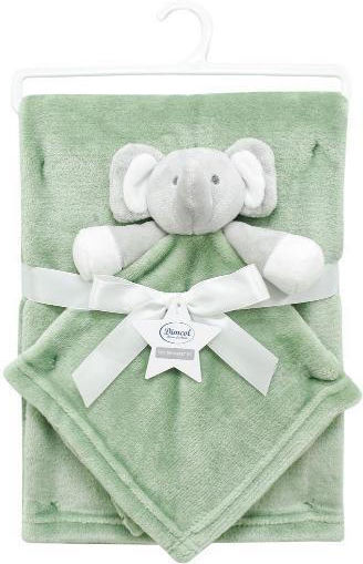 Dimcol Κουβέρτα Αγκαλιάς & Λίκνου Bebe Fleece Πράσινη με Ζωάκι Elephant 07 75x100εκ. 2τμχ