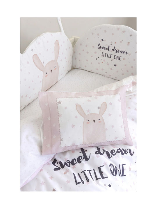Nima Σετ Βρεφικά Σεντόνια Λίκνου Βαμβακερά Lovely Bunny Ροζ 70x110εκ. 2τμχ