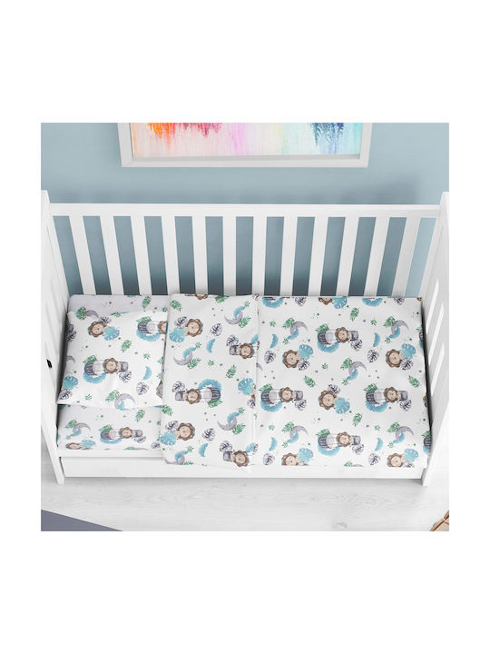Dimcol Βρεφικό Σεντόνι Λίκνου Βαμβακερό Sky Blue 80x110εκ.