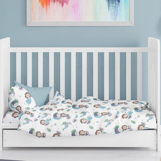 Dimcol Baby Bettlaken Bebe Lion Himmelblau 120x160cm