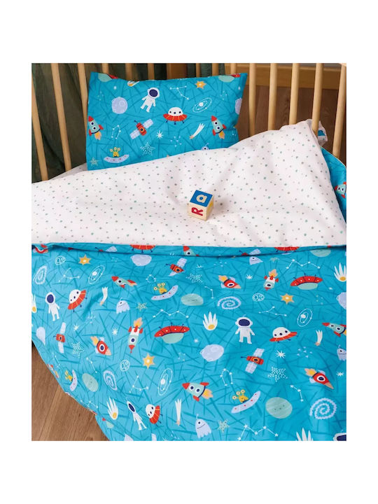 Kentia Comet Baby Sheets Set Cradle Cotton Blue-multi Blue 60x120cm 2pcs