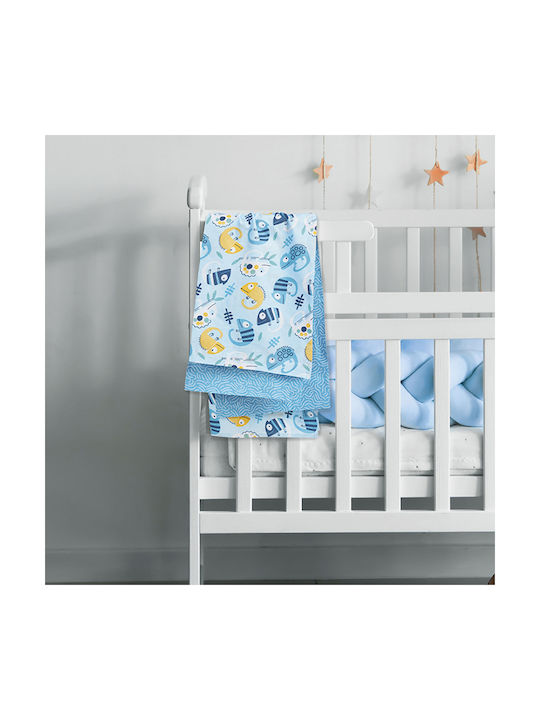 Das Home Комплект Бебешки Чаршафи За Количка Памучни Син 70x120бр 2бр