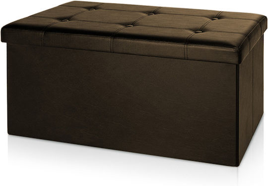 Stool For Living Room With Storage Space Leather Brown 80x40x40cm
