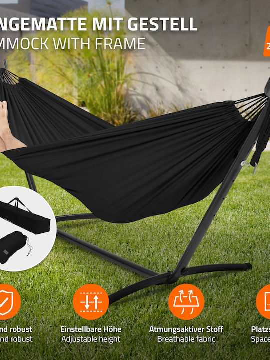 ML-Design Хамак King Size Текстил Със стойка Черен