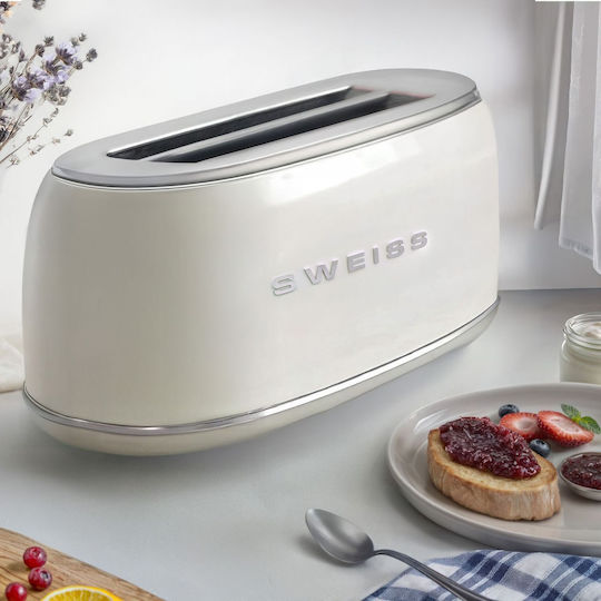 Sweiss Retro Prăjitor de pâine 2 sloturi 1500W Cremă