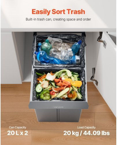 Vevor Metallic Waste Bin 2x20lt