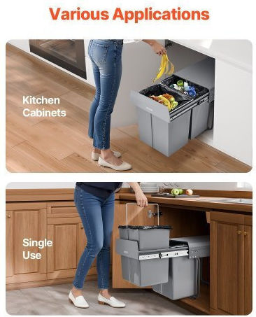 Vevor Metallic Waste Bin 2x20lt