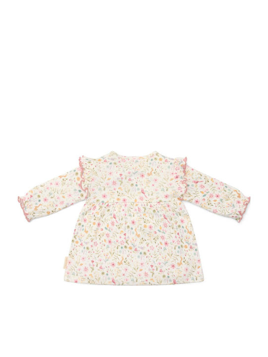 Fairy Garden Girls Dress Long Sleeve Floral Beige