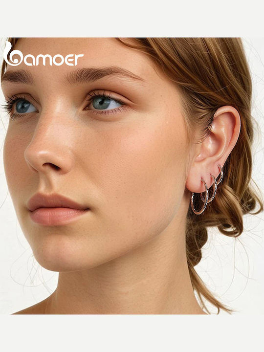Bamoer Earrings Hoops made of Silver Gold Plated Bamoer Earrings Hoops made of Silver Gold Plated