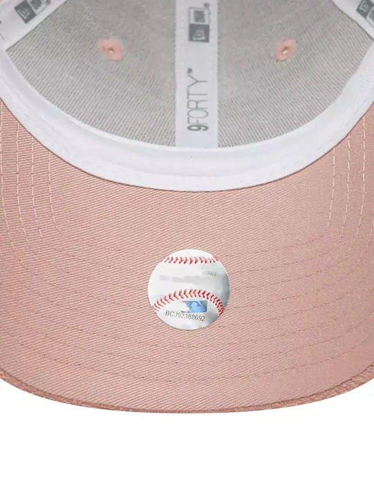 New Era New York Yankees дамска шапка от плат в пастелно розово 9forty Trucker с регулируема каишка