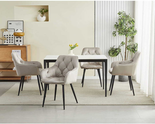 Scaune Bucătărie Catifelate Dark Beige And Black 1buc 56x62x83.5buc