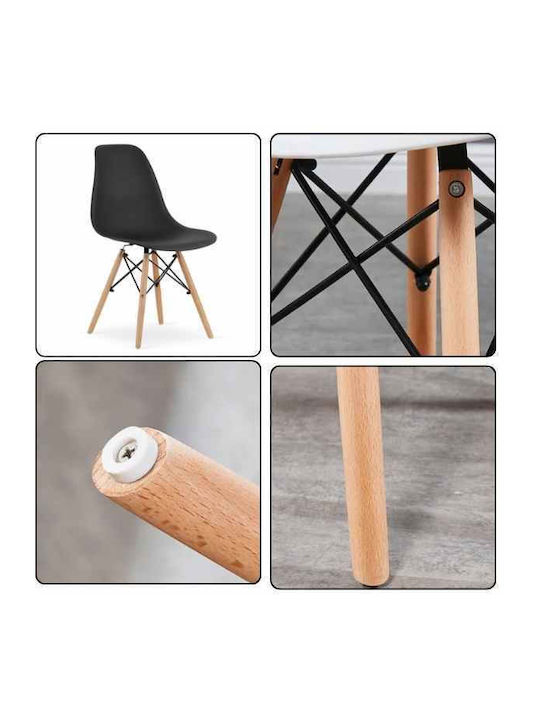 Scaune Sala de mese din Polipropilenă Negru 2buc 46x54x82buc