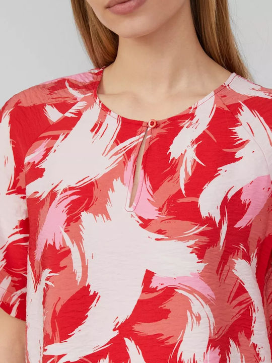 Women's Blouse Short Sleeve Red