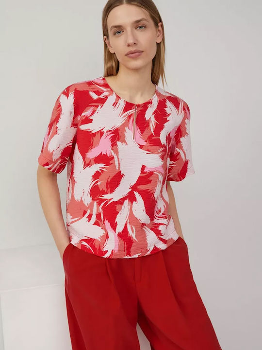 Women's Blouse Short Sleeve Red