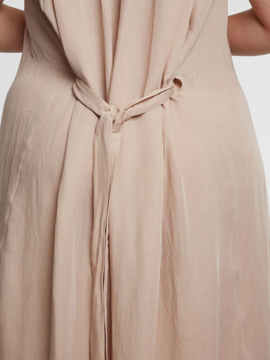 Rochie De Vară Midi Pentru Nuntă Botez Bej