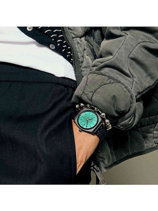 Nixon Time Teller Ανδρικό Ρολόι Μπαταρίας με Μαύρο Μεταλλικό Μπρασελέ