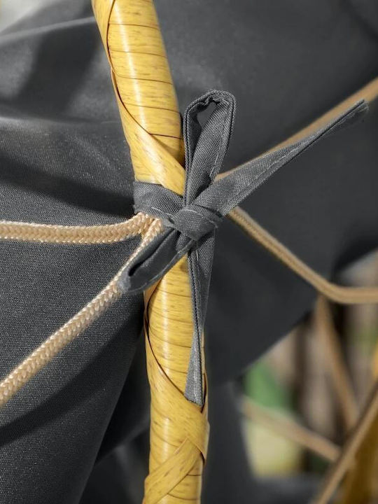 Leagăn Fotoliu cu Bază Rattan Negru