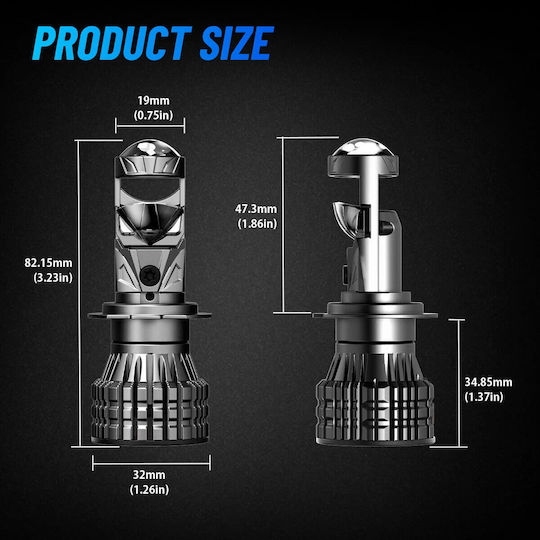 NovSight Λάμπες Αυτοκινήτου & Μοτοσυκλέτας H4 LED 6500K Ψυχρό Λευκό 12-24V 120W 2τμχ