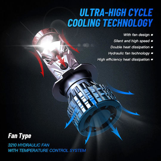 NovSight Λάμπες Αυτοκινήτου & Μοτοσυκλέτας H4 LED 6500K Ψυχρό Λευκό 12-24V 120W 2τμχ