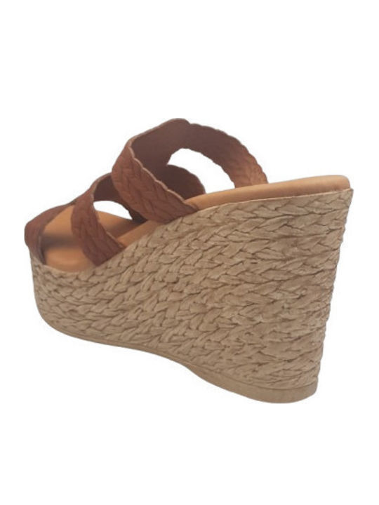 Anatomic Women's Leather Platform Wedge Sandals Tabac Brown