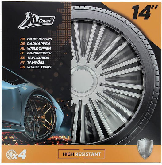 Xl Cover Set of Car Hubcaps 4pcs 14" Silver 550350
