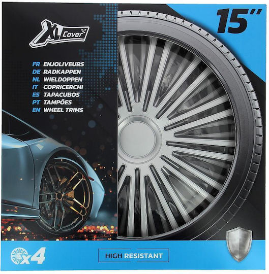 XL Abdeckung Auto Radkappen Set 4 Stück 15" Silber 550351