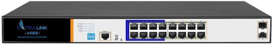 Extralink ARES v1 Управляем Превключвател L2 PoE+ с 16 Ethernet Порта и 2 SFP Порта