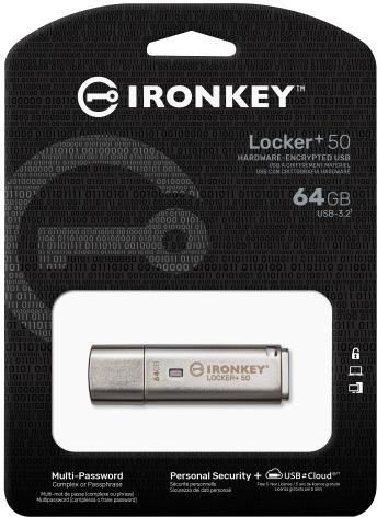 Kingston IronKey Locker+ 50 64GB USB 3.2 Stick Ασημί
