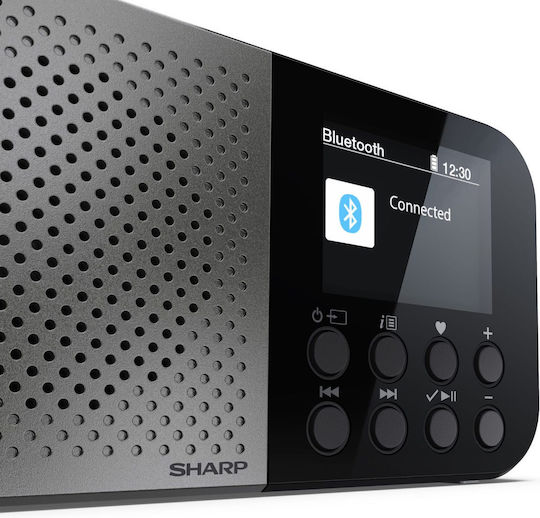 Sharp Osaka Ραδιοφωνάκι Επαναφορτιζόμενο DAB+ με Bluetooth και USB Γκρι