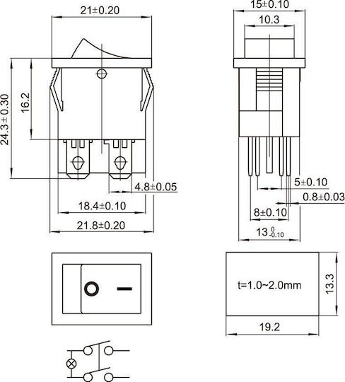 Fl3-kcd1-101n-4/250v Διακόπτης Rocker Φωτιζόμενος