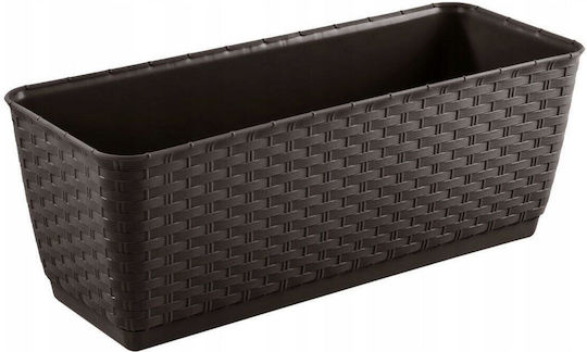 Set 4 Decorative Planters Mercaton Imitation Rattan Brown 49.2x17.2x17.4 Cm