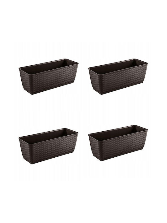 Set 4 Ghivece Decorative Mercaton Imitație Ratan Maro 49.2x17.2x17.4 Cm