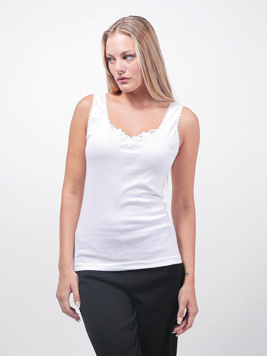 Women's Cotton T-Shirt with Spaghetti Strap White