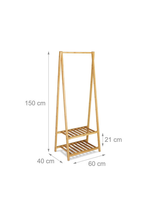Relaxdays Cuier de podea din Bambus Bej 60x40x150cm