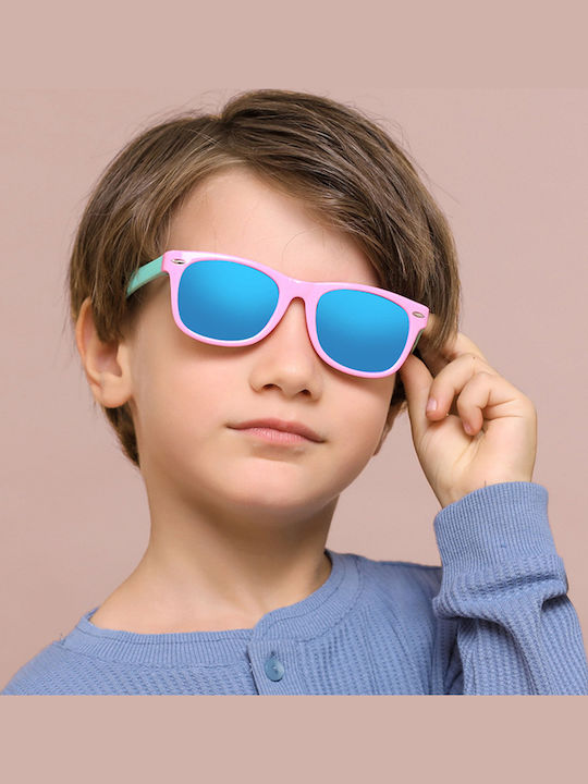 Techsuit D802 Τετράγωνα Παιδικά Γυαλιά Ηλίου με Polarized Φακό Κόκκινα