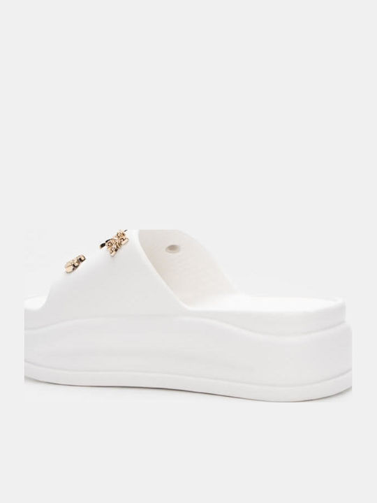 Frauen Flip Flops mit Plattform in Weiß Farbe