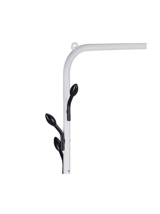 Clothing Rack Shelf 6 Hooks Dimensions 145 X 132 X 44 Cm White Black Relaxdays