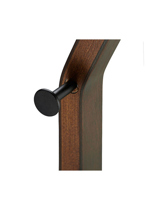 Steel Walnut Wood Hate Support 3 Hooks Dimensions 173 X 30 X 25 Cm Black Brown Relaxdays