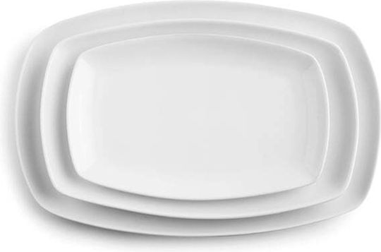 Ibili Porzellan Oval Serviertablett in Weiß Farbe 30x19.5x2.9cm 1Stück