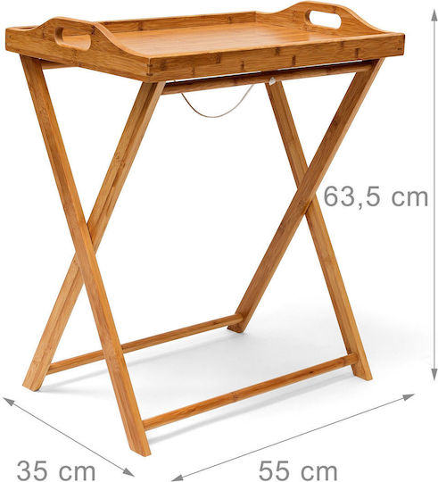 Relaxdays Bambus Dreptunghiular Tavă de Servire din Bamboo în Culoare Maro 63.5x55x35cm 10019136 1buc