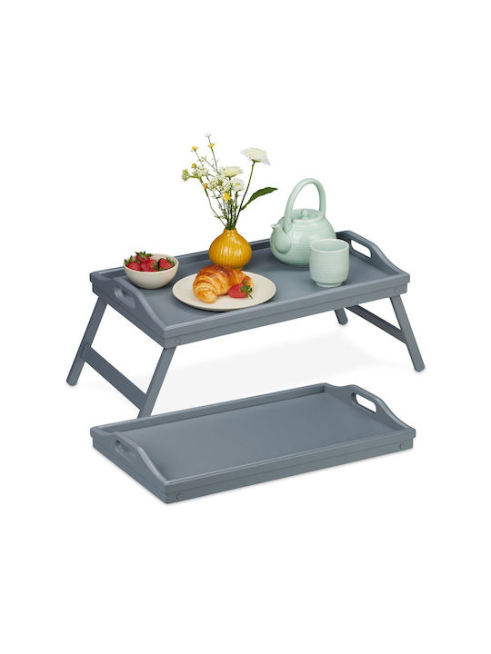 Relaxdays Bamboo Rechteckig Betttablett aus Bambus mit Griffen in Gray Farbe 24x60x30cm 10046373 2Stück