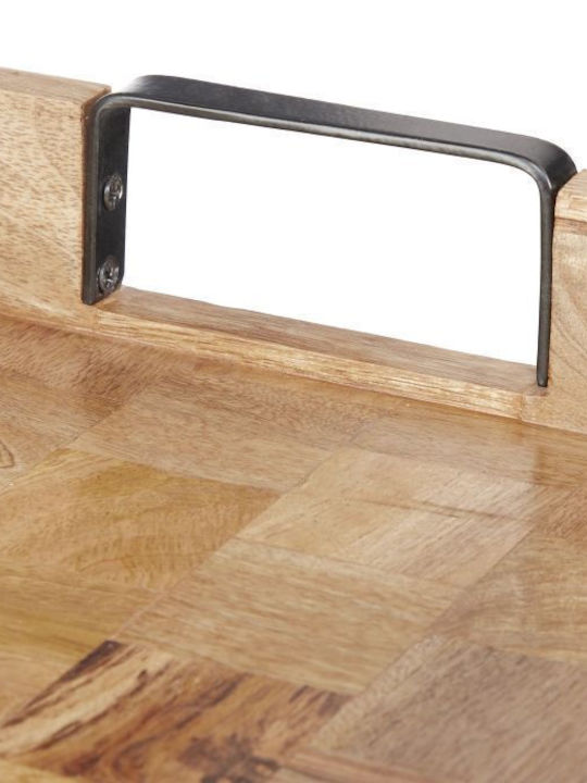Relaxdays Wooden Rectangular Serving Tray with Handles in Beige Color 35x35x35cm 10047410 1pcs