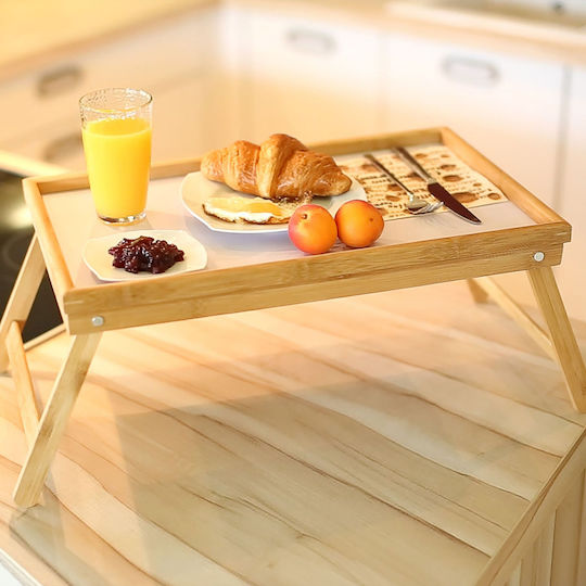 Relaxdays Bamboo Rectangular Serving Tray made of Bamboo in White Color 50x31cm 10013869 1pcs